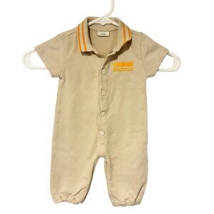 Fendi Baby 6 Months Tan Orange One Piece Jumper‎ Button Close Short Sleeve